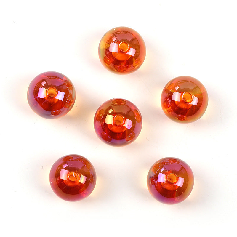 Wholesale 100pcs 16mm Acrylic Color UV Electroplating Round Beads Diy Jewelry Accessories Beads