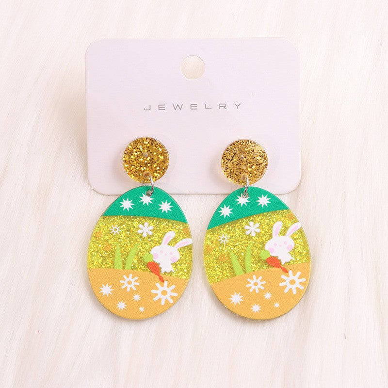 Wholesale Easter cartoon Easter egg rabbit acrylic earrings