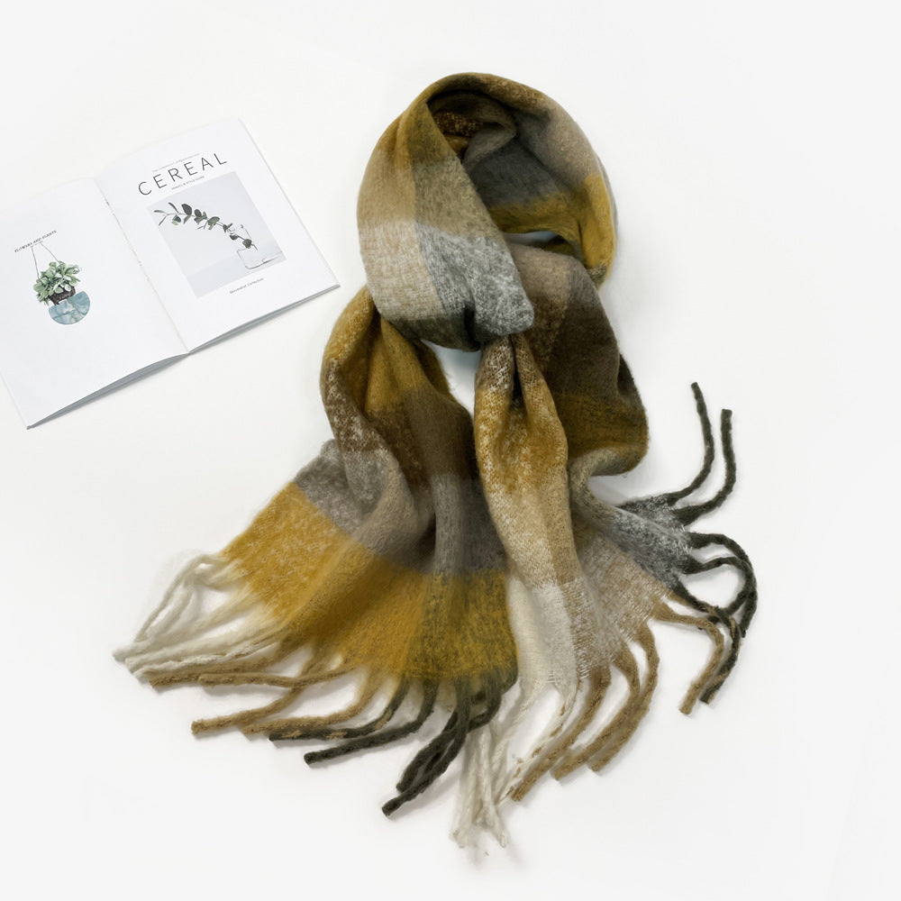 Wholesale Colorful Plaid Winter Warm Seahorse Hair Scarf