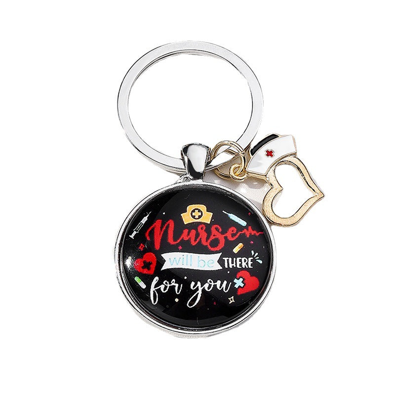 Wholesale Nurses Day Color Printed Time Circle Keychain