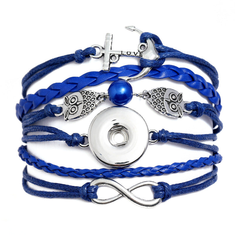 Brazalete de aleación de cuero de hebilla tejida al por mayor