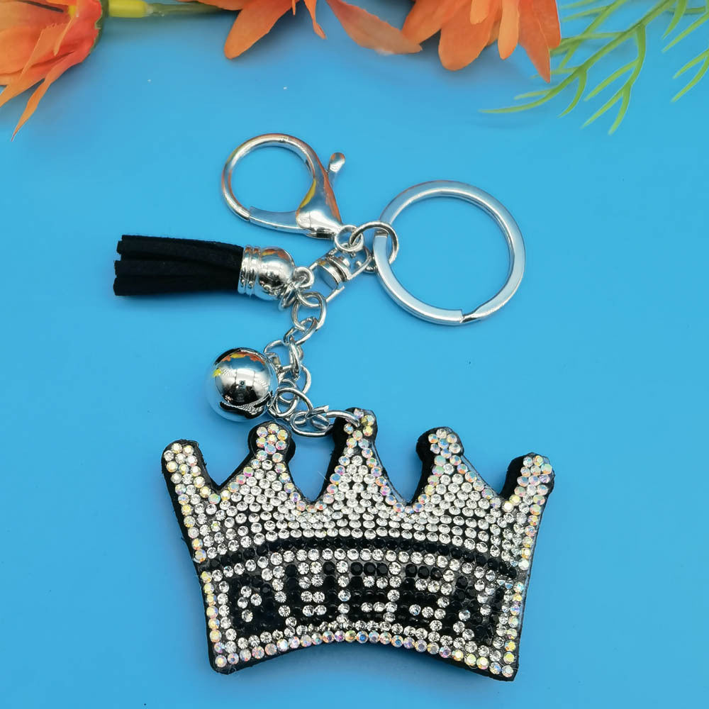 Wholesale 4pcs Diamond-encrusted Crown QUEEEN Keychain