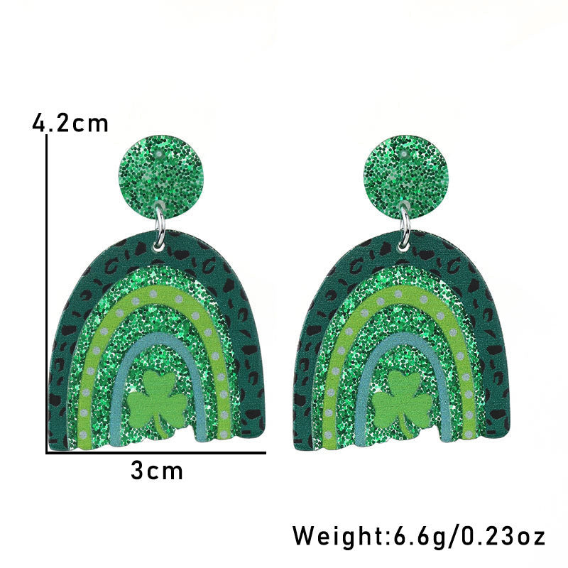 Wholesale Green shamrock St.  Patrick' s Day Acrylic Earrings