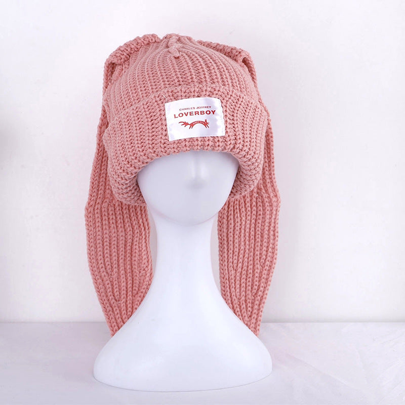 Wholesale Acrylic Long Eared Rabbit Hats for Women's Knitted Hats