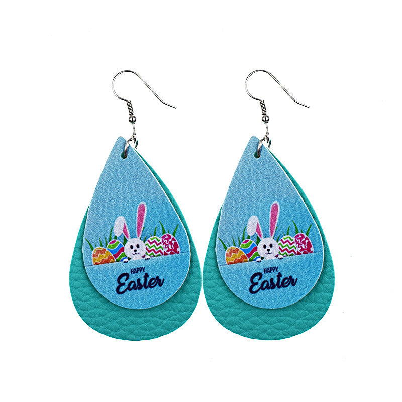 Wholesale arrival St. parcret festival leather Easter white rabbit leather earrings
