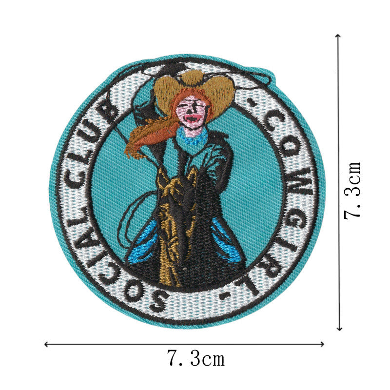 Wholesale 9 Piece Cartoon Cowboy Embroidered Patches With Adhesive Backing For Clothing Towel DIY Accessory