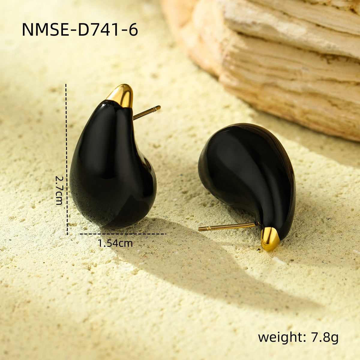 Wholesale Black heart-shaped Stainless Steel Earrings