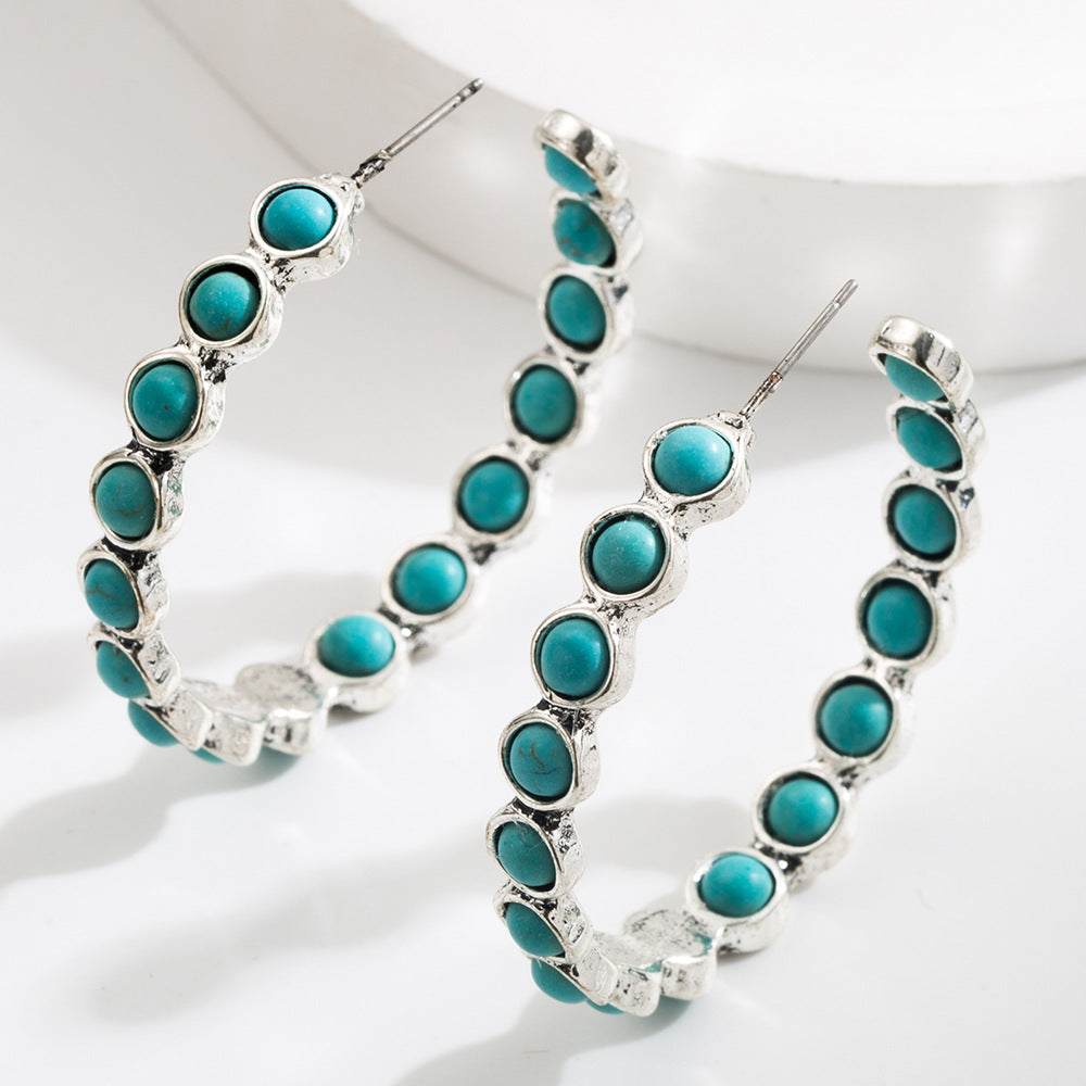 Wholesale Large Circle Turquoise Earrings