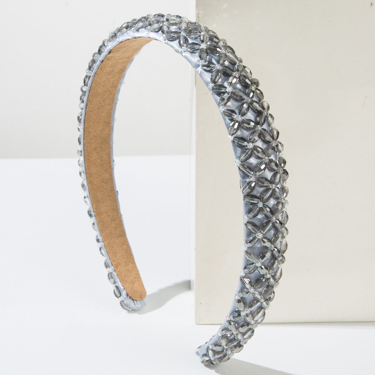 Wholesale Braided crystal beaded headband with thin edges