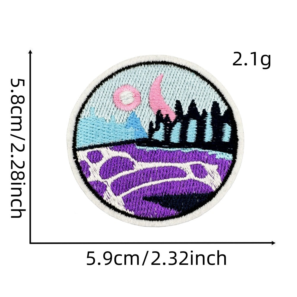 Wholesale Embroidered Patch With Landscape Adventure Design For Outdoor Travel Camping Clothing Decorative Accent