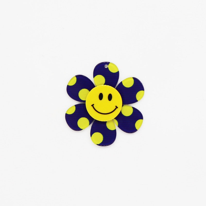 Wholesale 10pcs Retro Colorful Dots Smiley Face Flower Accessories FlatBack
