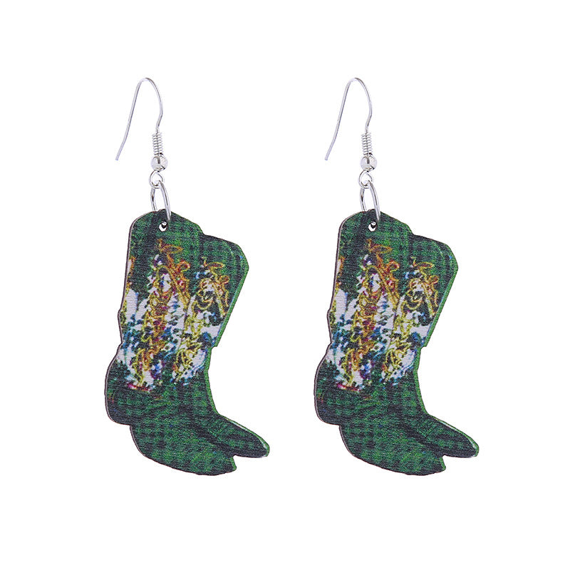 Wholesale Christmas Santa Claus Cow Snowman Western Vintage Cowboy Hat Earrings