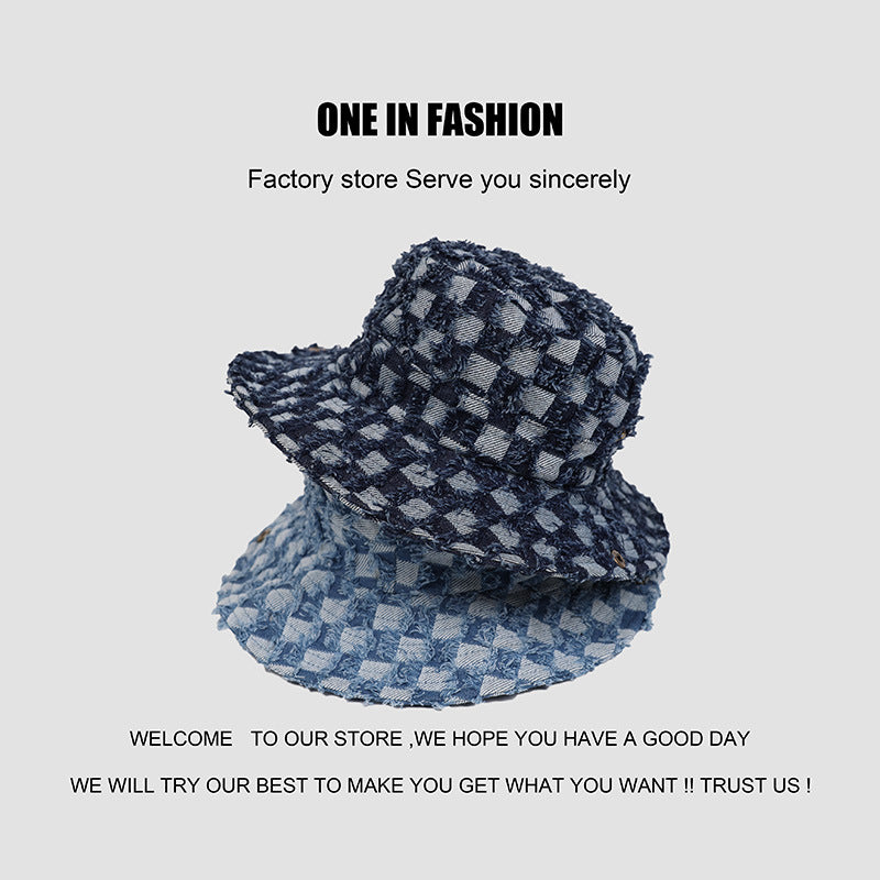 Wholesale Checkerboard Denim Bucket Hat
