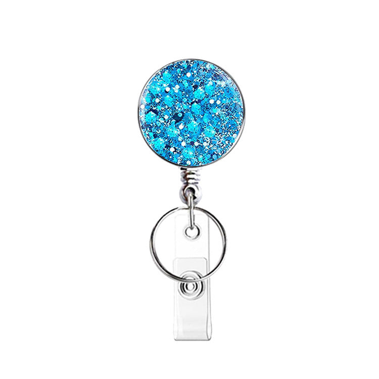 Wholesale UV Electroplated Resin Diamond Glitter Sequins Retractable Keychain
