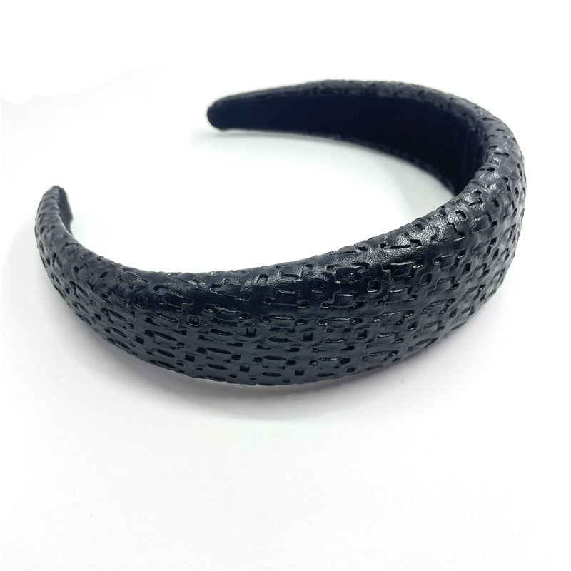 Wholesale PU Leather Sponge Hair Band Wide Edition HeadBand