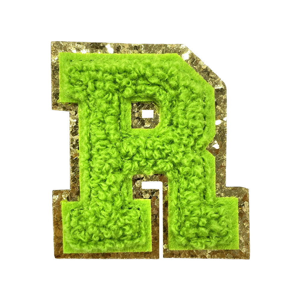 Wholesale Gold Glitter A Z Letter Patches Towel Embroidery Appliques Self Adhesive For Coats Stylish DIY Fashion Accessory