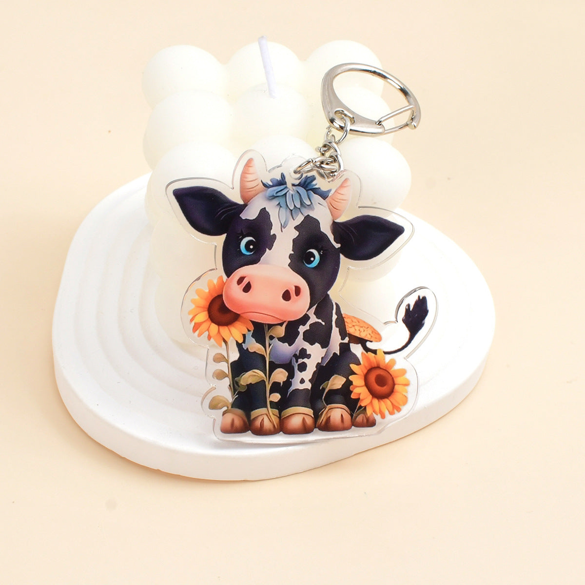 Wholesale 5pcs/pack Cute Cow Acrylic Keychain