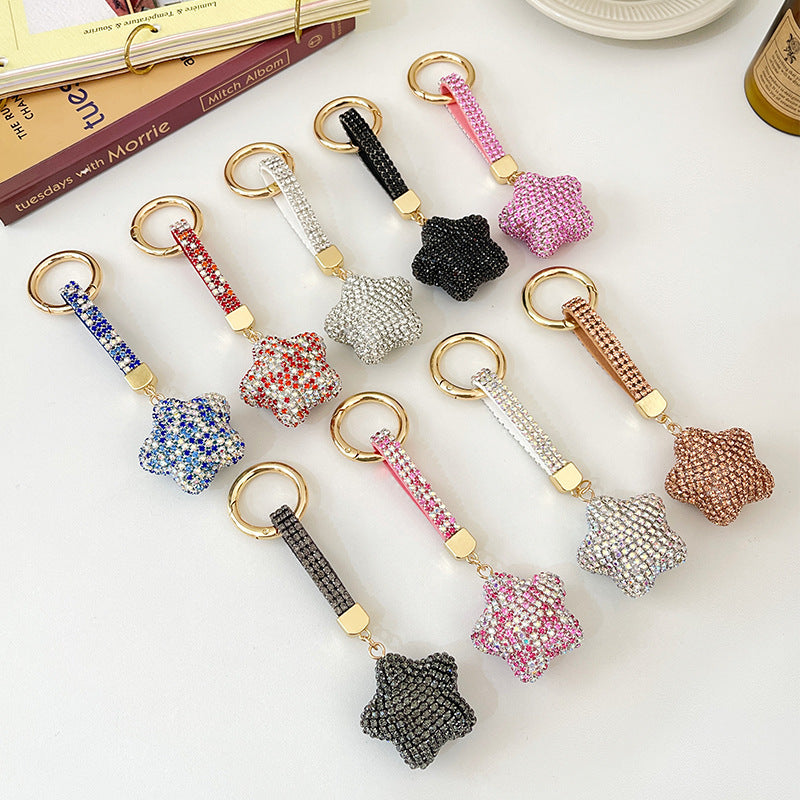 Wholesale Full Set Diamond Five Pointed Star Keychains