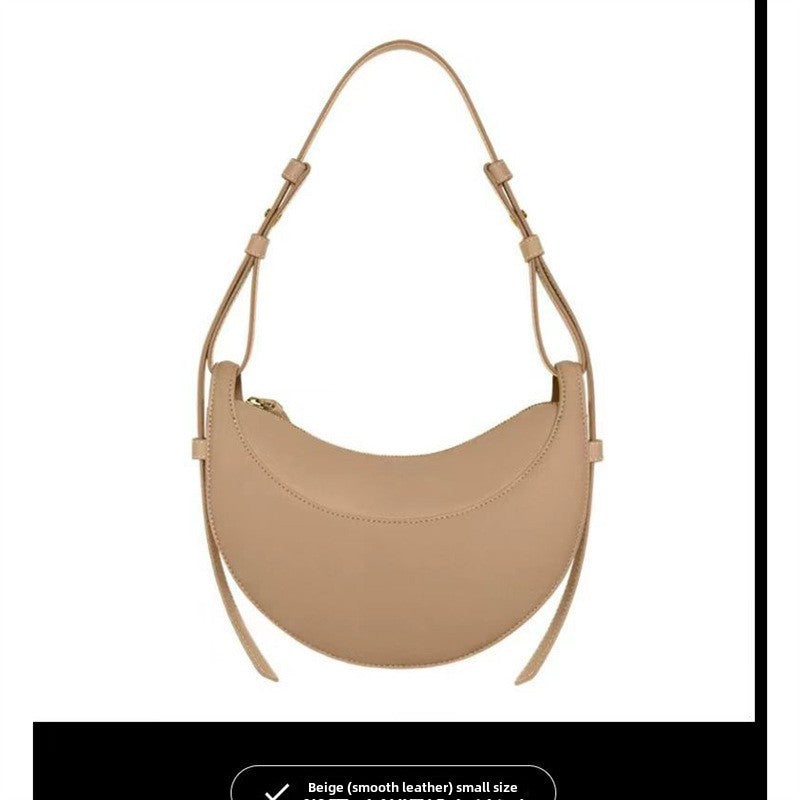 Wholesale Mini Moon Shape Saddle Bag Women's Leather Armpit Crossbody Bag High Quality Composite Cowhide Medium Size Spring Leisure Travel