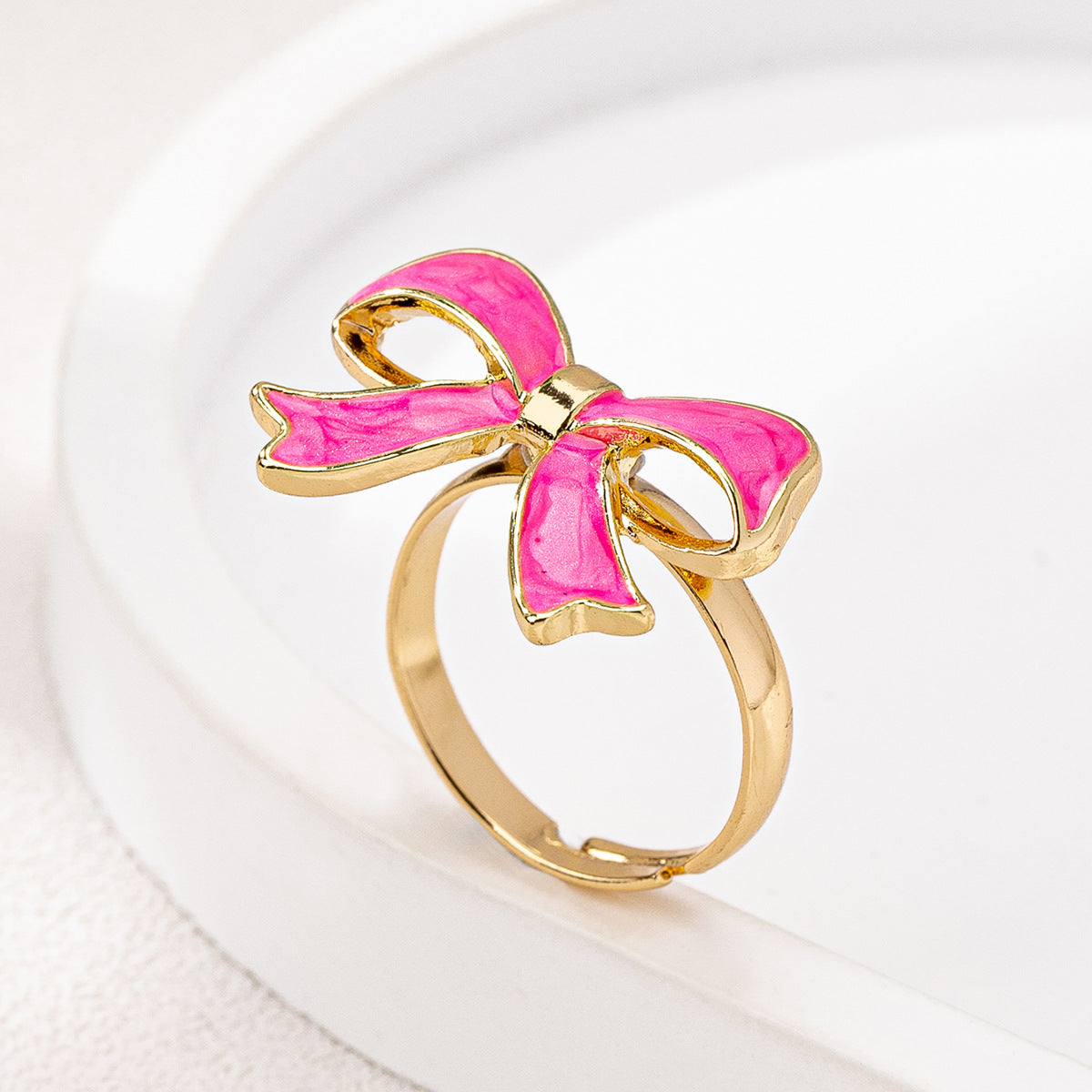 Wholesale 1 Piece/ 4 Piece Set Oil Dropping Bow Alloy Ring