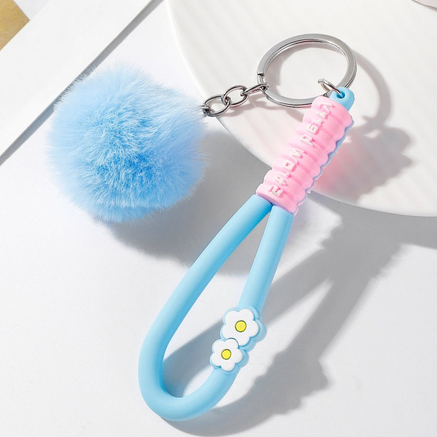 Wholesale Soft Rubber Flower Ball Keychain