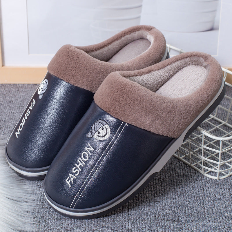 Wholesale Leather Autumn and Winter Warm Cotton Slippers