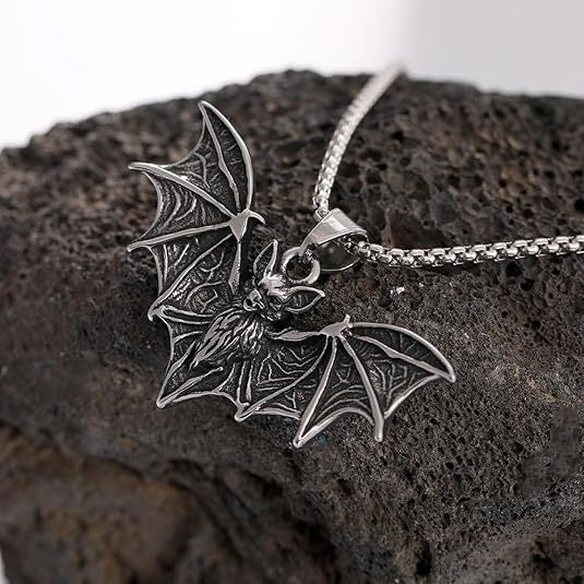 Wholesale Gothic  Bat Pendant Titanium steel necklace