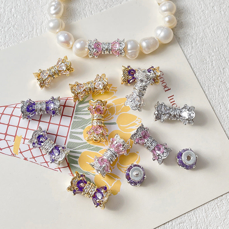 Wholesale Small Waist Screw Buckle 18k Color-retaining Real Gold Inlay Zirconium Pearl Buckle DIY Bracelet Material