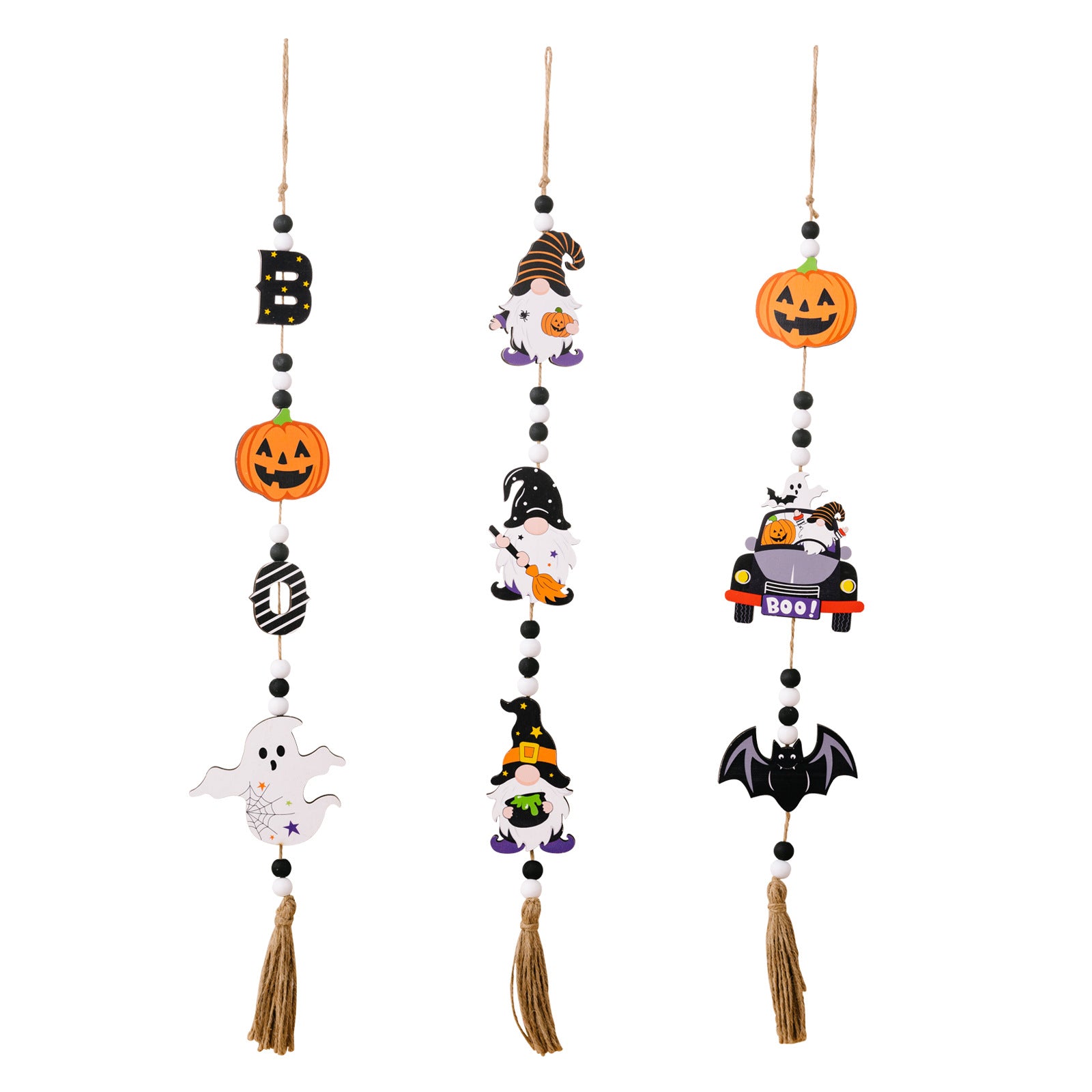 Wholesale Halloween Beads Witches Pumpkins Bats Wooden Decorations