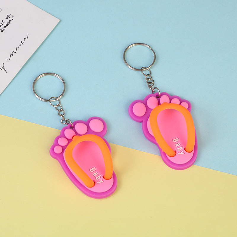 Wholesale 10pcs PVC Colored Mini Foot Slippers Keychain