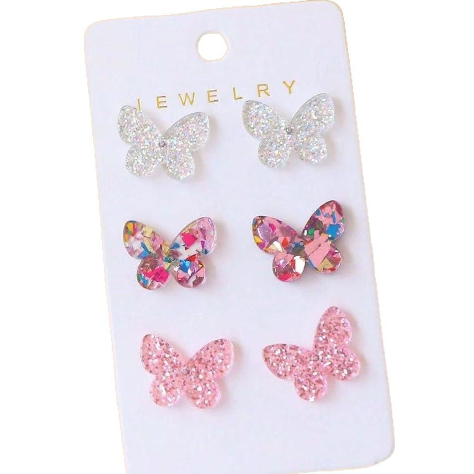 Wholesale Pink Sweet Shining Bow Acrylic Earring Set
