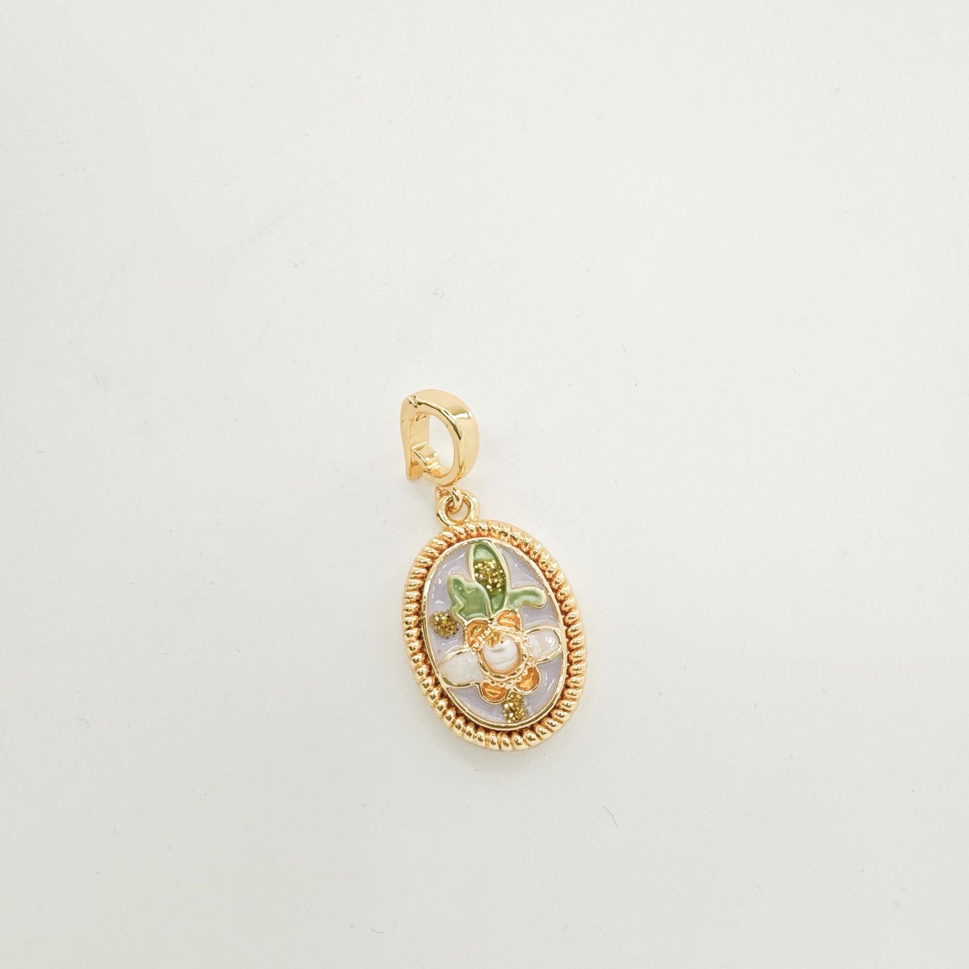 Wholesale 18K Hand painted Oil Painting Series Ancient Technique Enamel Inlaid Natural Pearl Pendant