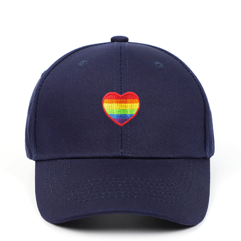 Wholesale Cotton LGBT Rainbow Heart Embroidery Baseball Cap