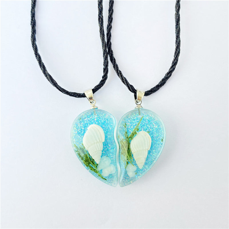 Wholesale 6pcs Creative Real Starfish Conch Pendant Necklace