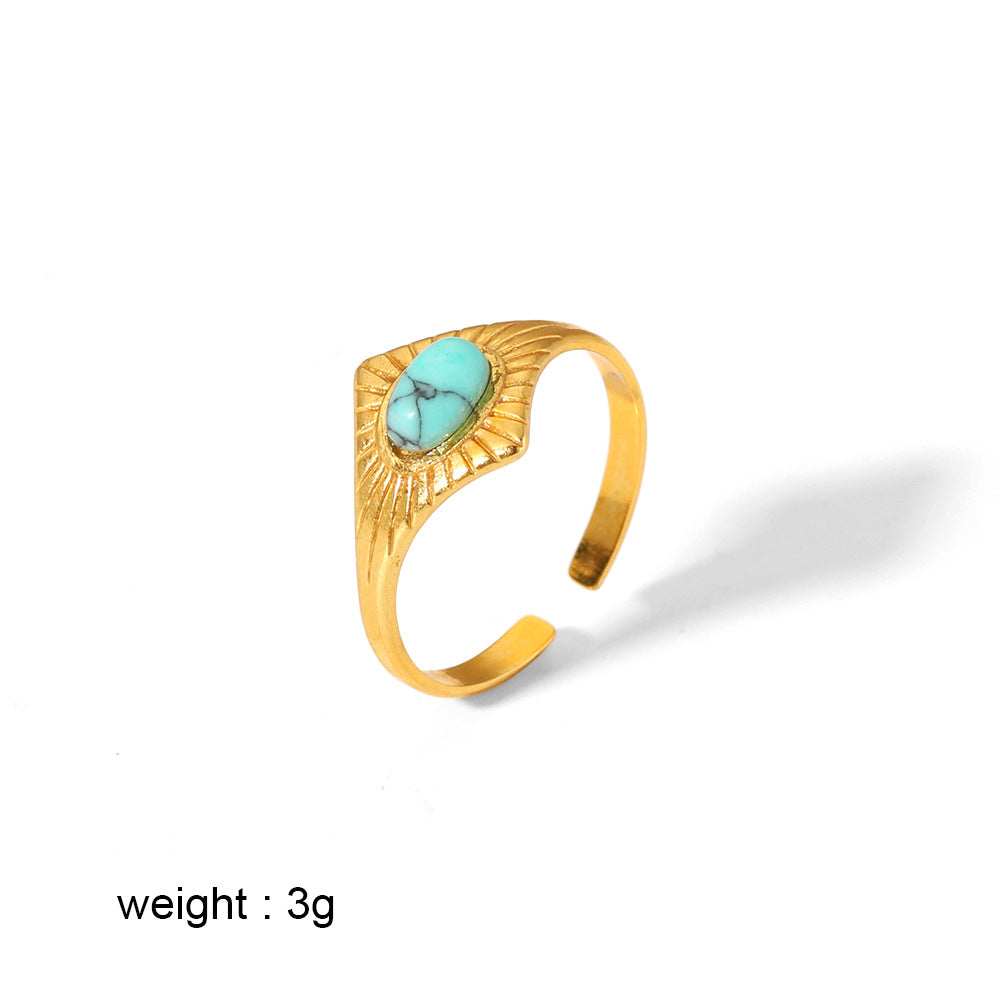 Wholesale Titanium Steel Inlaid Turquoise Ring