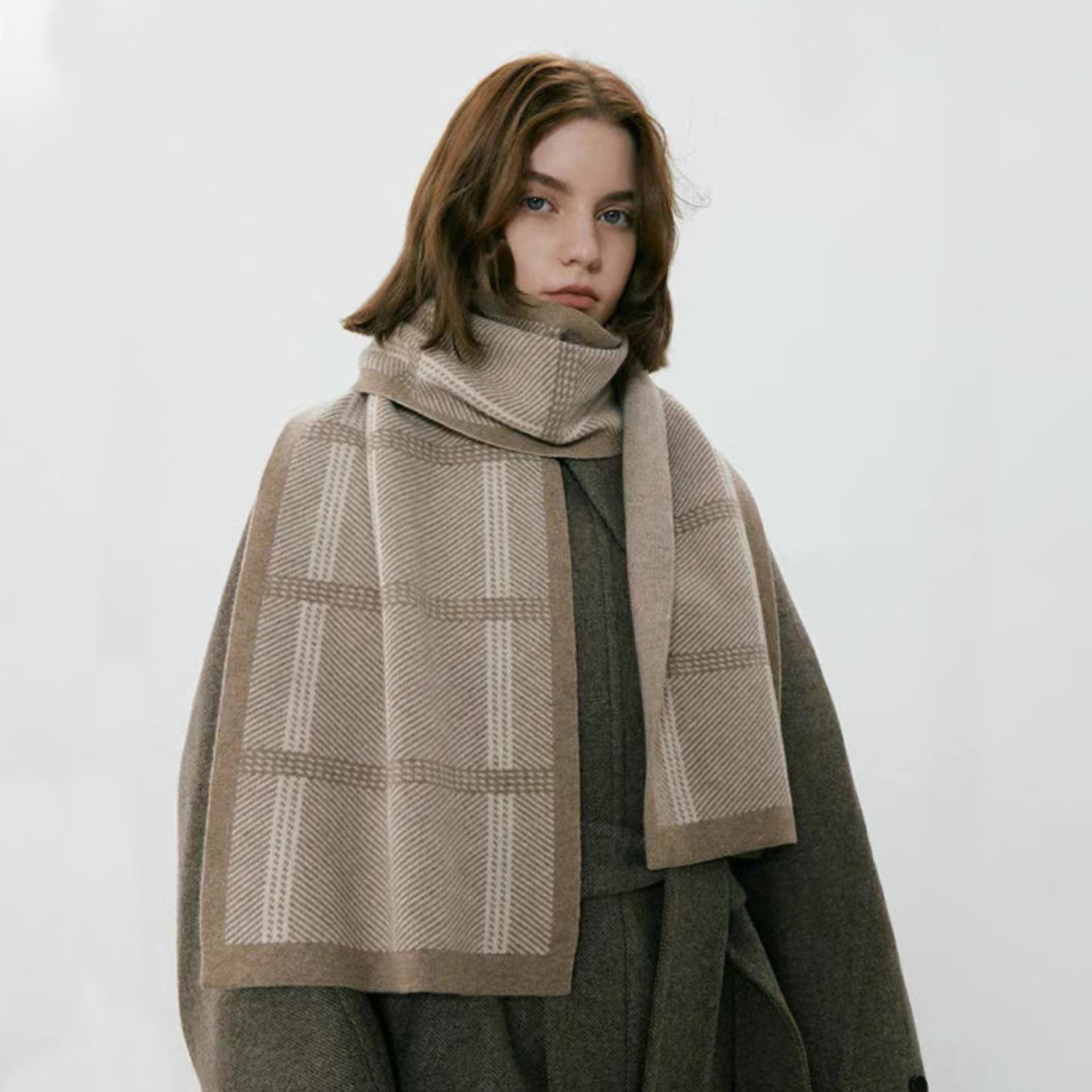 Wholesale Acrylic Multi-color Plaid Texture Patchwork Scarves