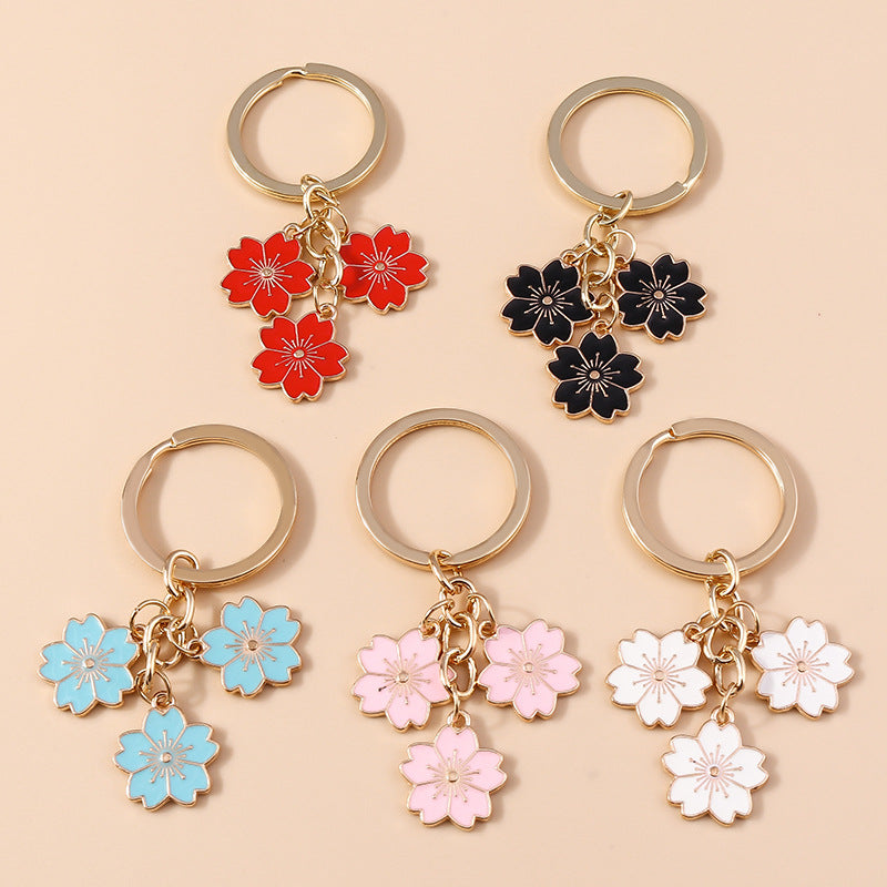 Wholesale Cherry Blossom Metal Keychain Handbag Decoration Pendant Accessories