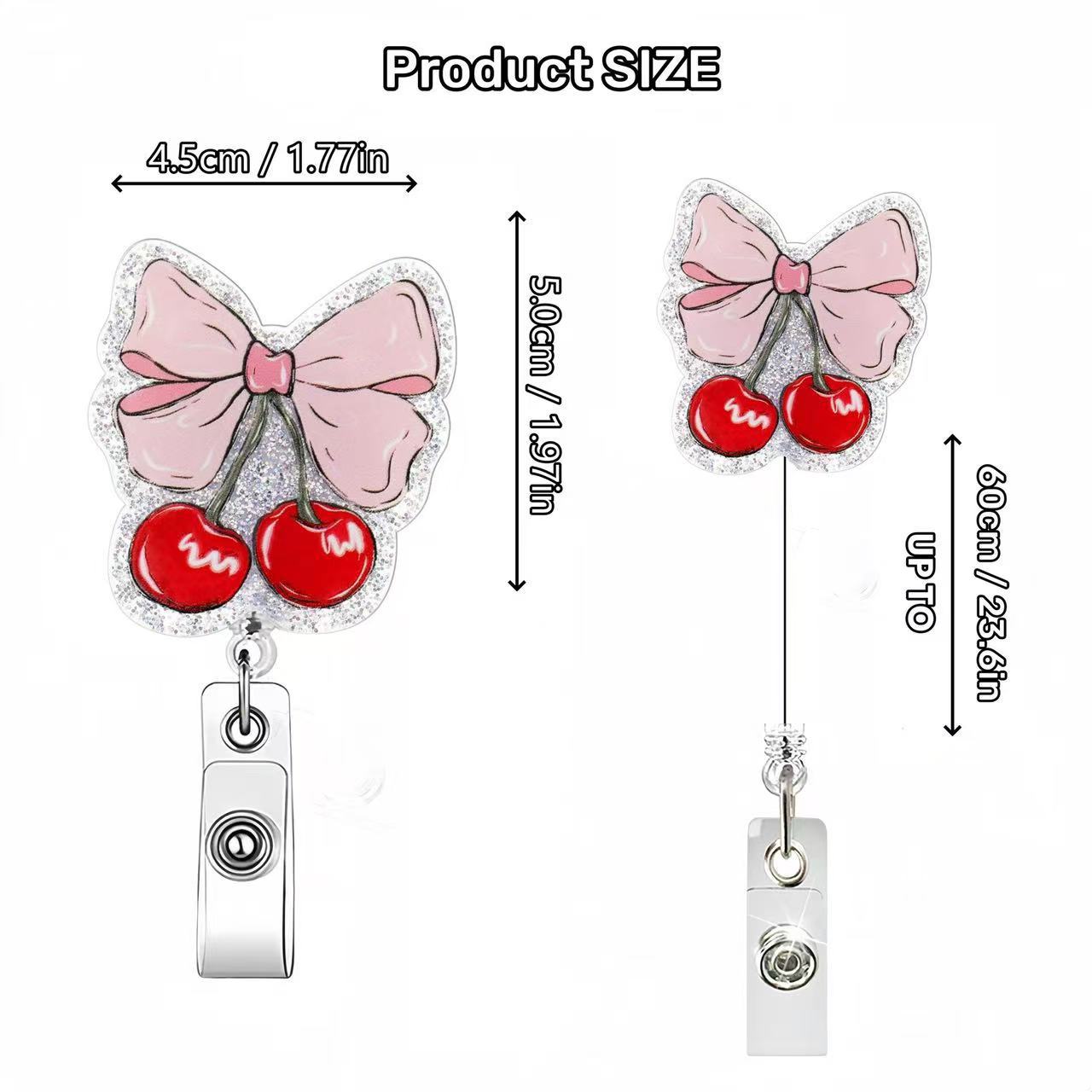 Wholesale Pink cherry medical staff with diverse bows Badge Reels