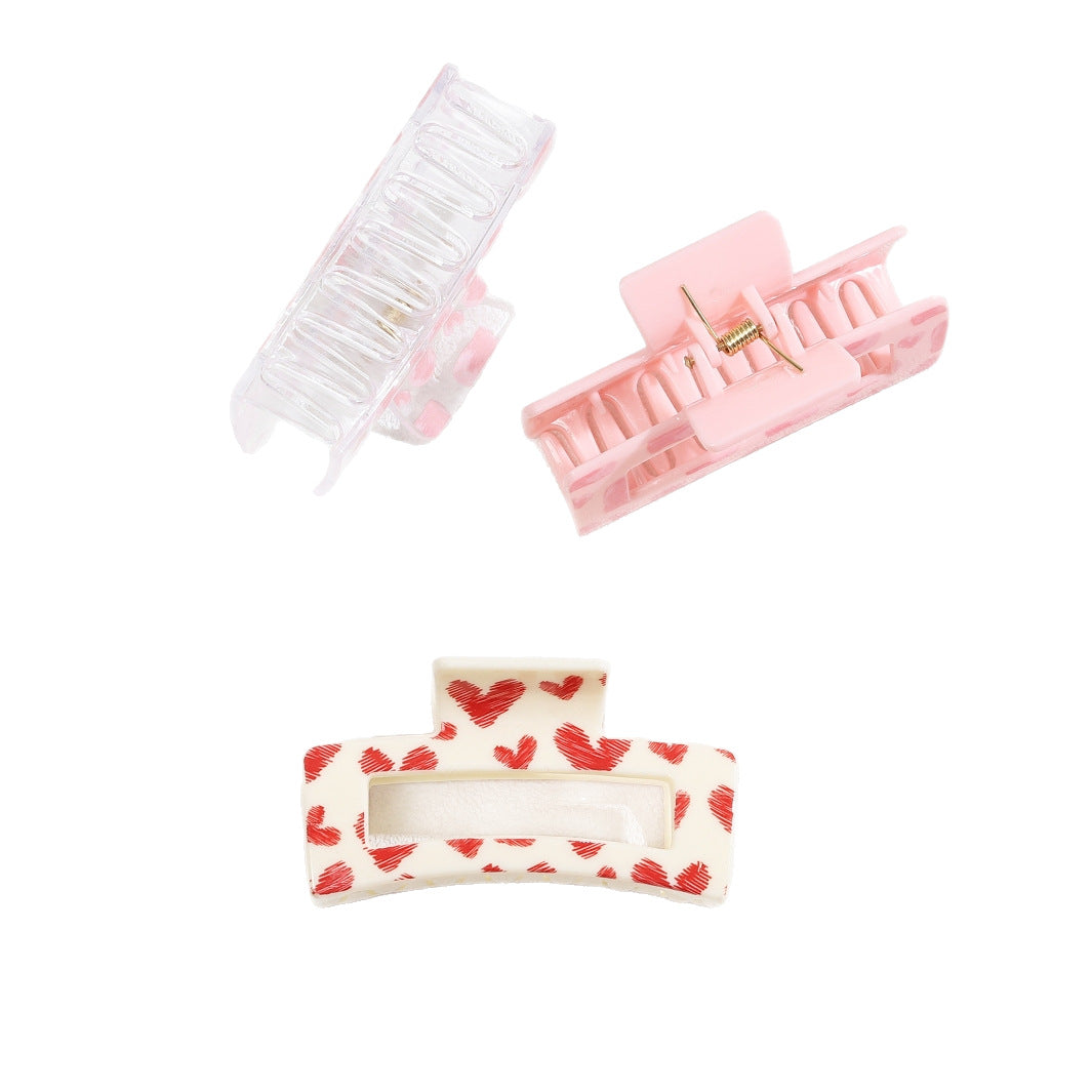 Wholesale  Printed Heart-Shaped Hair Clip  Large Shark Clip