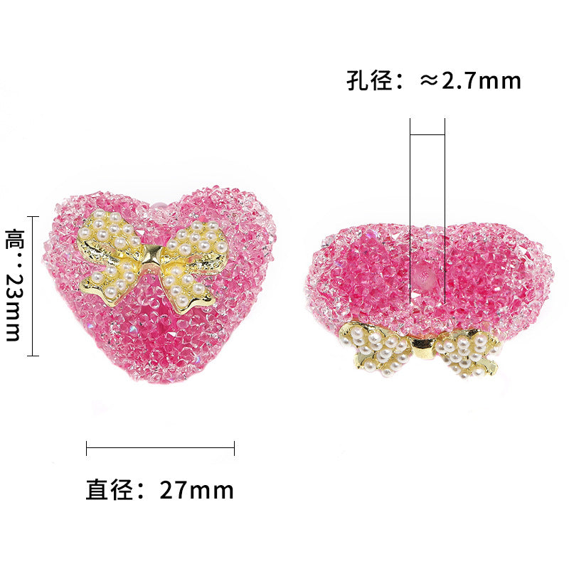 Wholesale 5pcs/pack  Heart-shaped soft sugar beads  butterfly rhinestone 3D Focal Beads