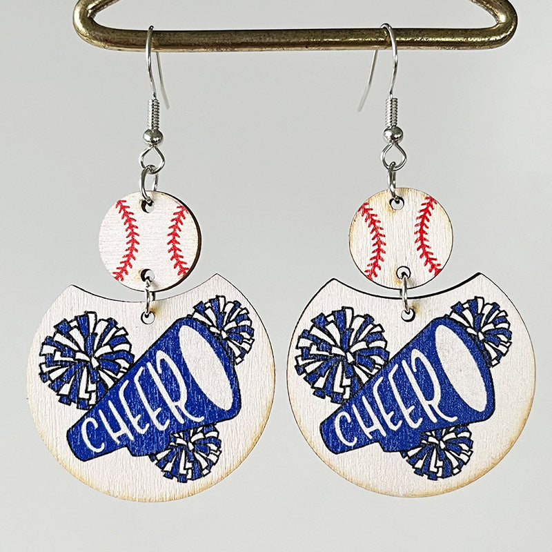 Wholesale 2pairs/pack Baseball Cheerleading Multicolor Baseball Earrings
