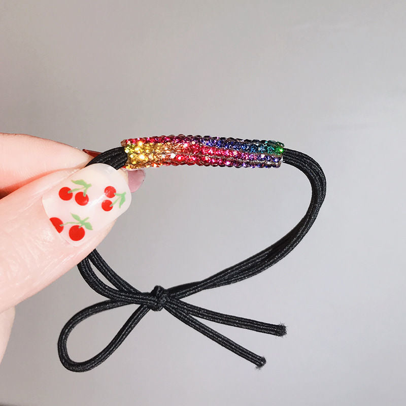 Wholesale High Elastic Head Rope for Women's Super Flash Rhinestone Hair Ring Hair Rope