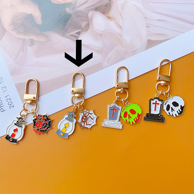 Wholesale Halloween Skull Tombstone Alloy Keychain