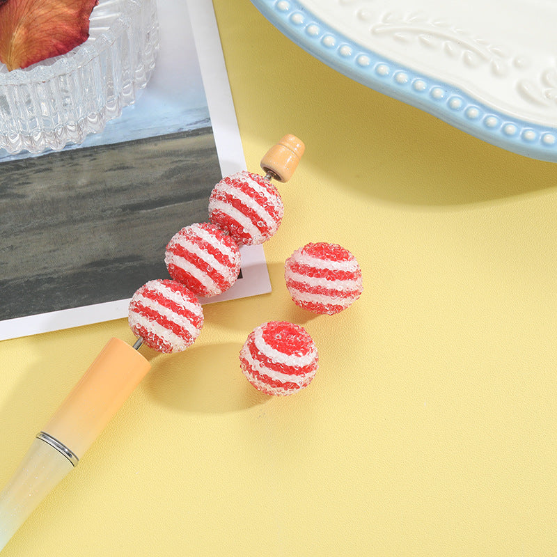 Wholesale 10pcs Sugar Round Beaded Material Handmade Acrylic Beads