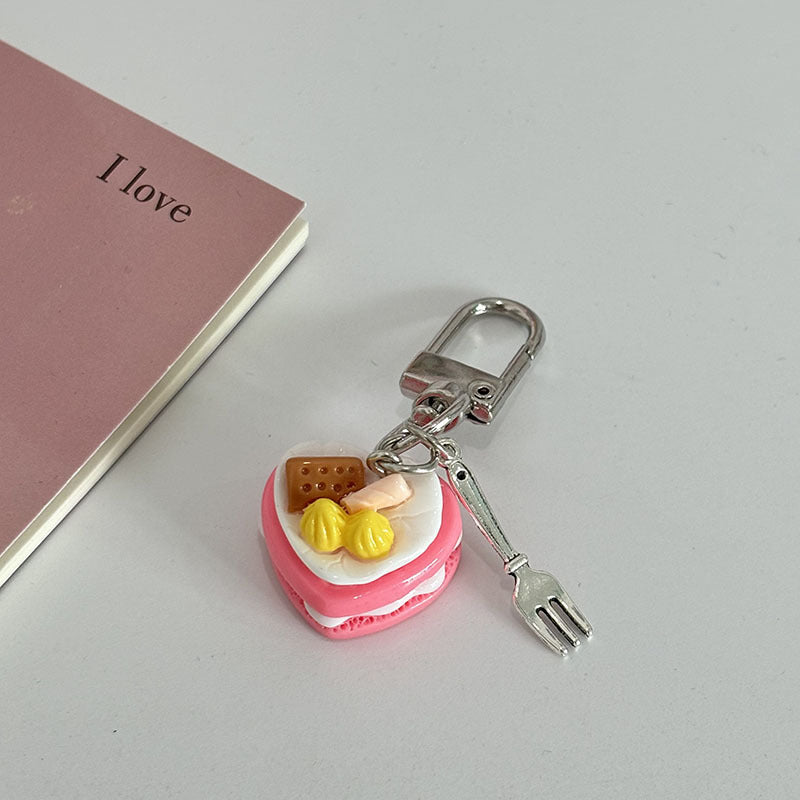 Wholesale Small Dessert Cake Metal Fork Keychain