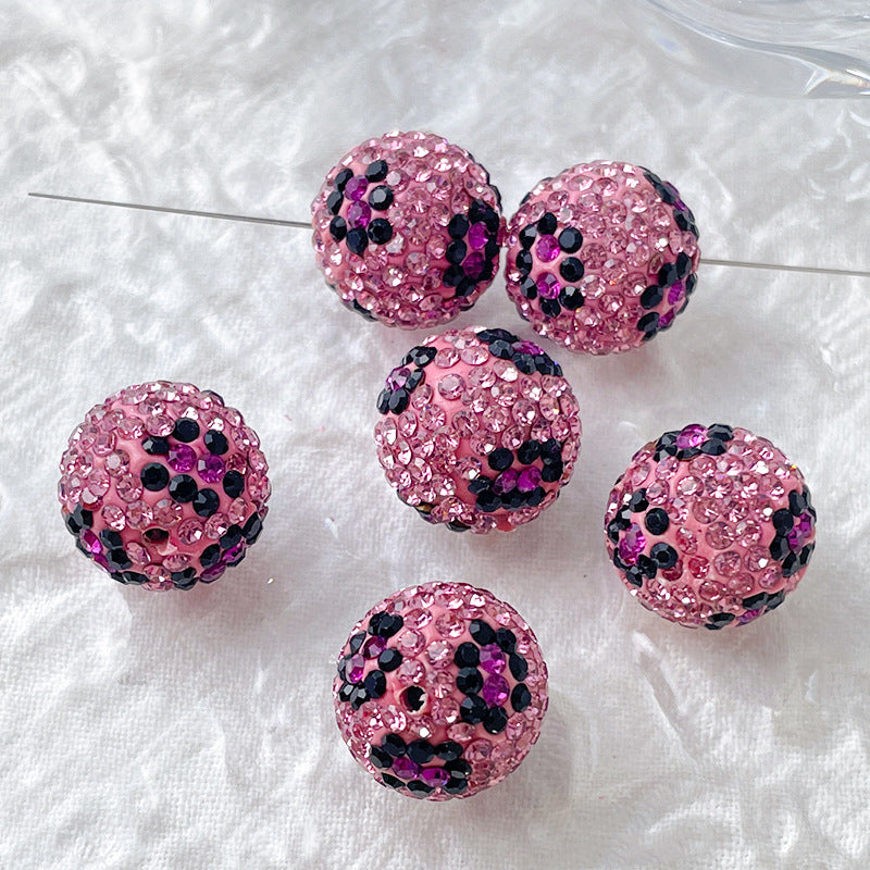 Wholesale Contrasting Black Pink and White Leopard Print Acrylic Diamond Beads