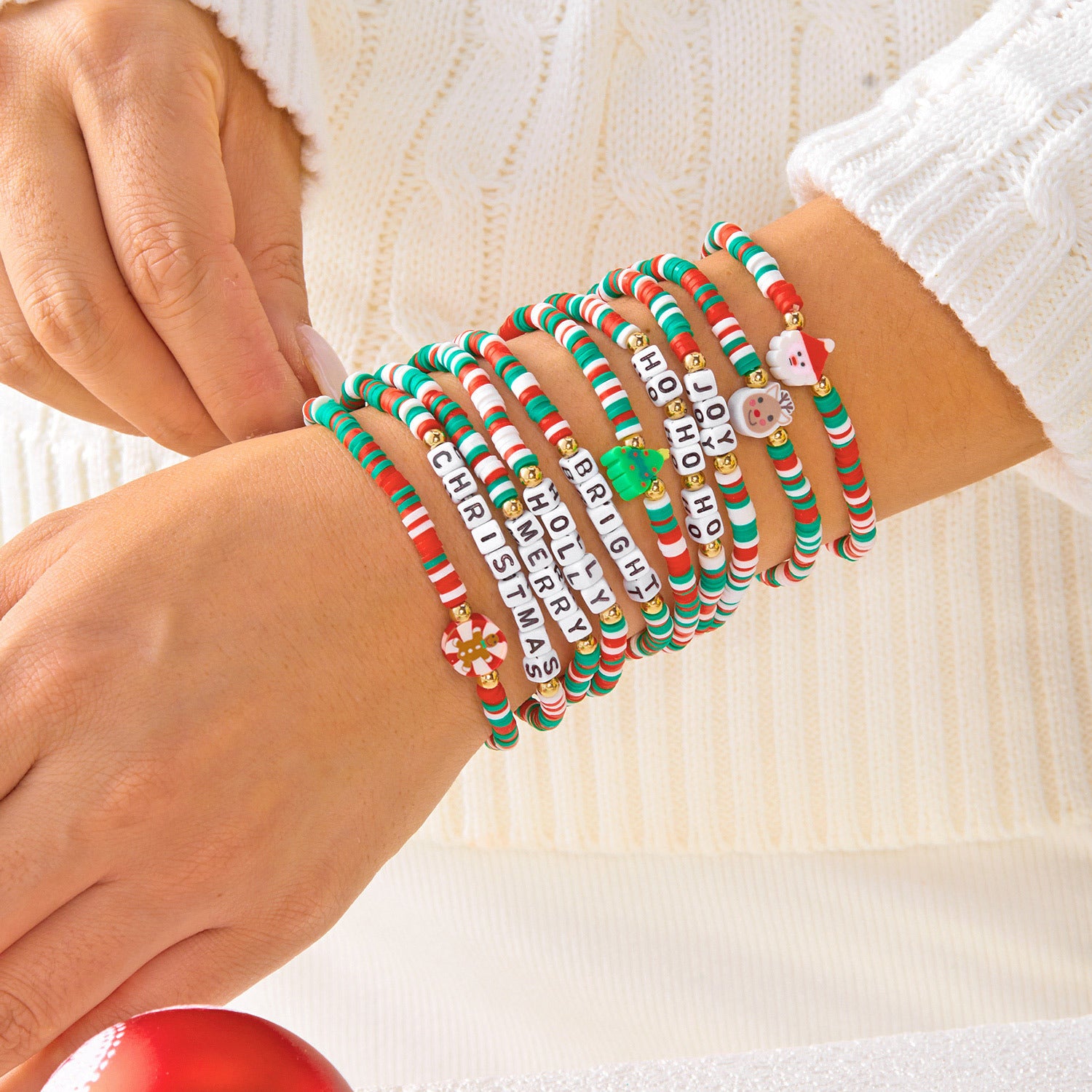 Wholesale Christmas polymer clay crystal Clay Bead bracelet