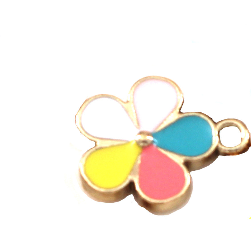 Wholesale 10pcs Small Flower Diy Alloy Oil Drip Keychain Pendant