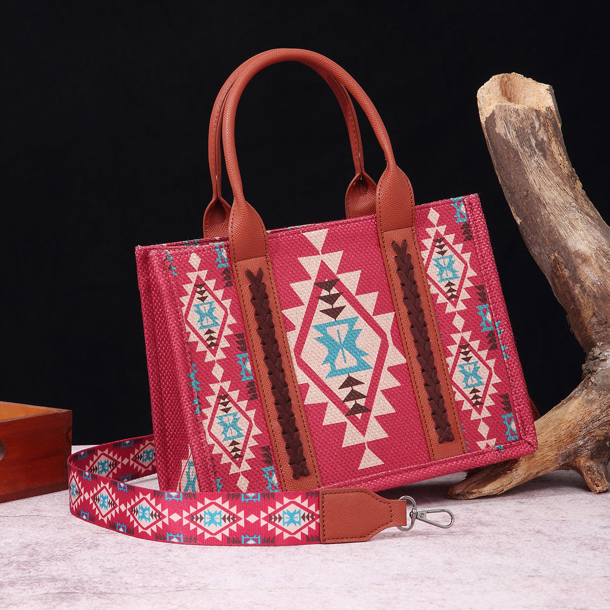 Wholesale Aztec Cotton and Hemp Printed Western Women's One Shoulder Handheld Crossbody Bag