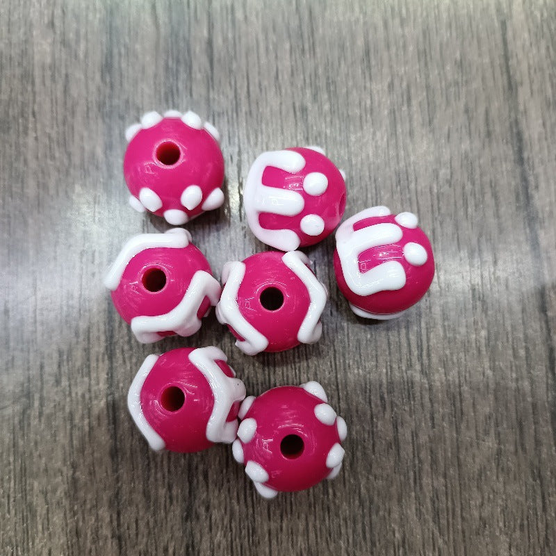 Wholesale 200pcs Hand-painted round beads DIY letters cake beads